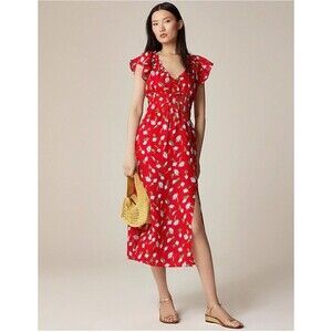 J.Crew Palermo Dress Ramie A Line Floral Sz M